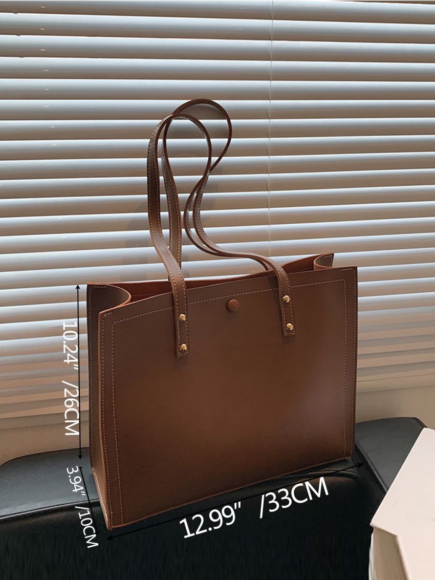 Studded Decor Shoulder Tote Bag With Clutch Bag