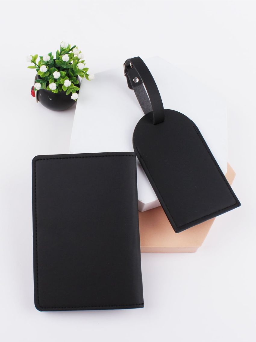 Letter Graphic Passport Case With Luggage Tag