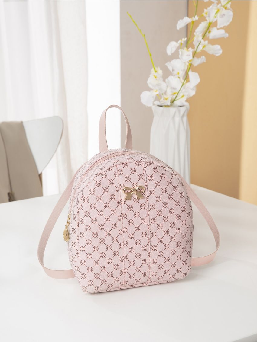 Mini Bow Decor Plaid Pattern Backpack