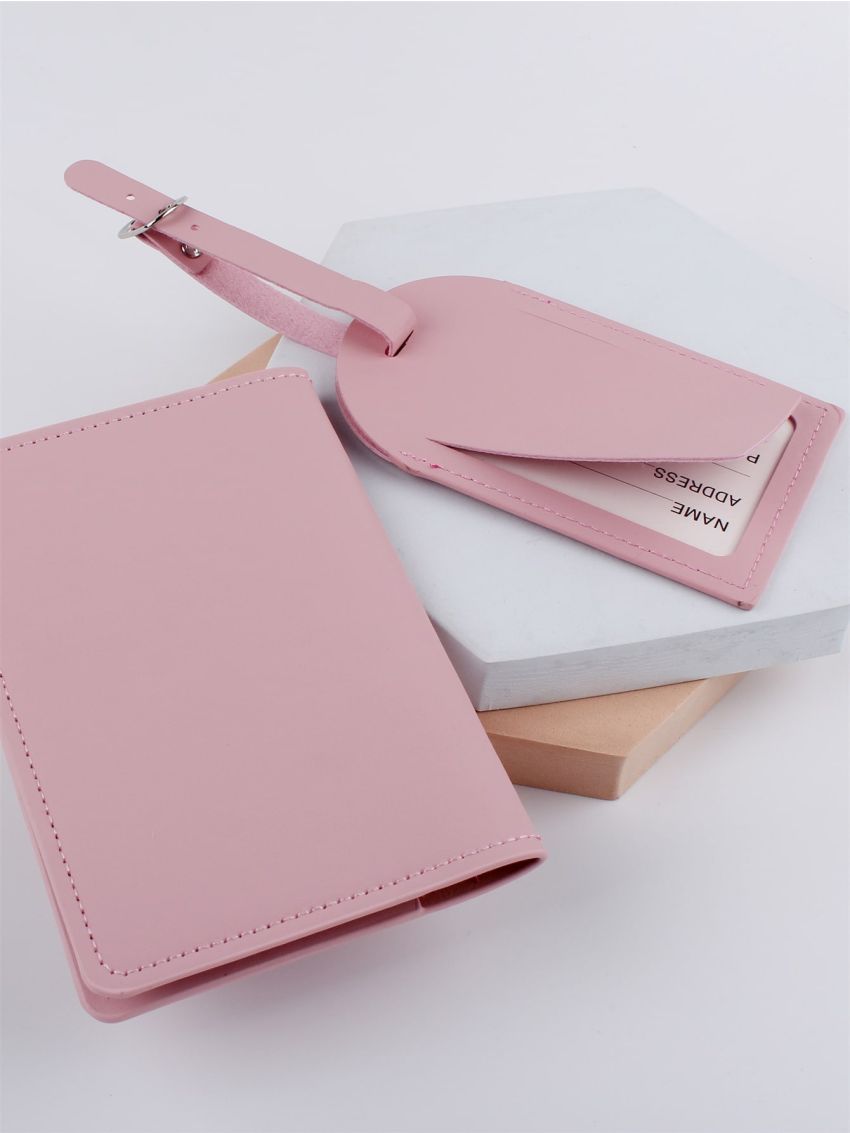 Letter Graphic Passport Case With Luggage Tag