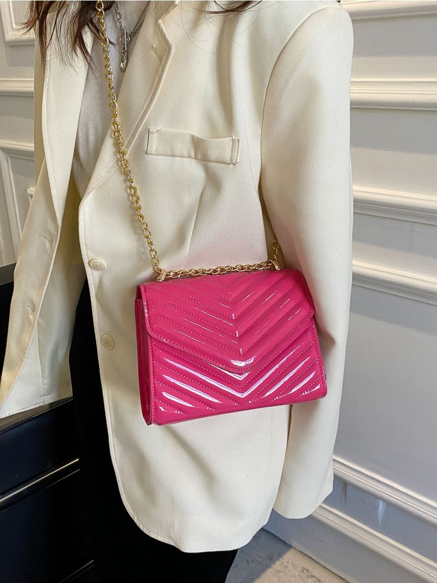 Mini Chevron Flap Chain Square Bag