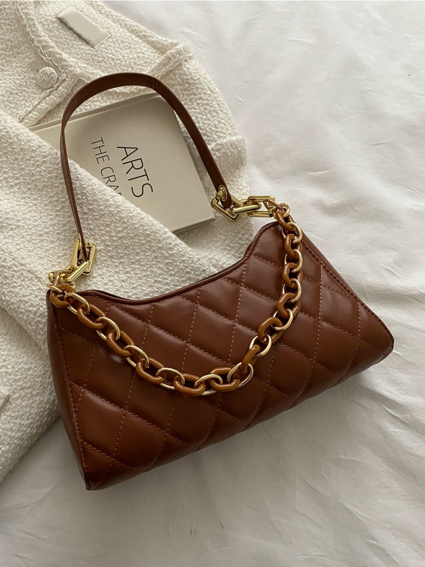 Quilted Chain Decor Square Bag