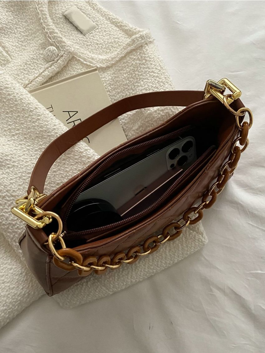 Quilted Chain Decor Square Bag