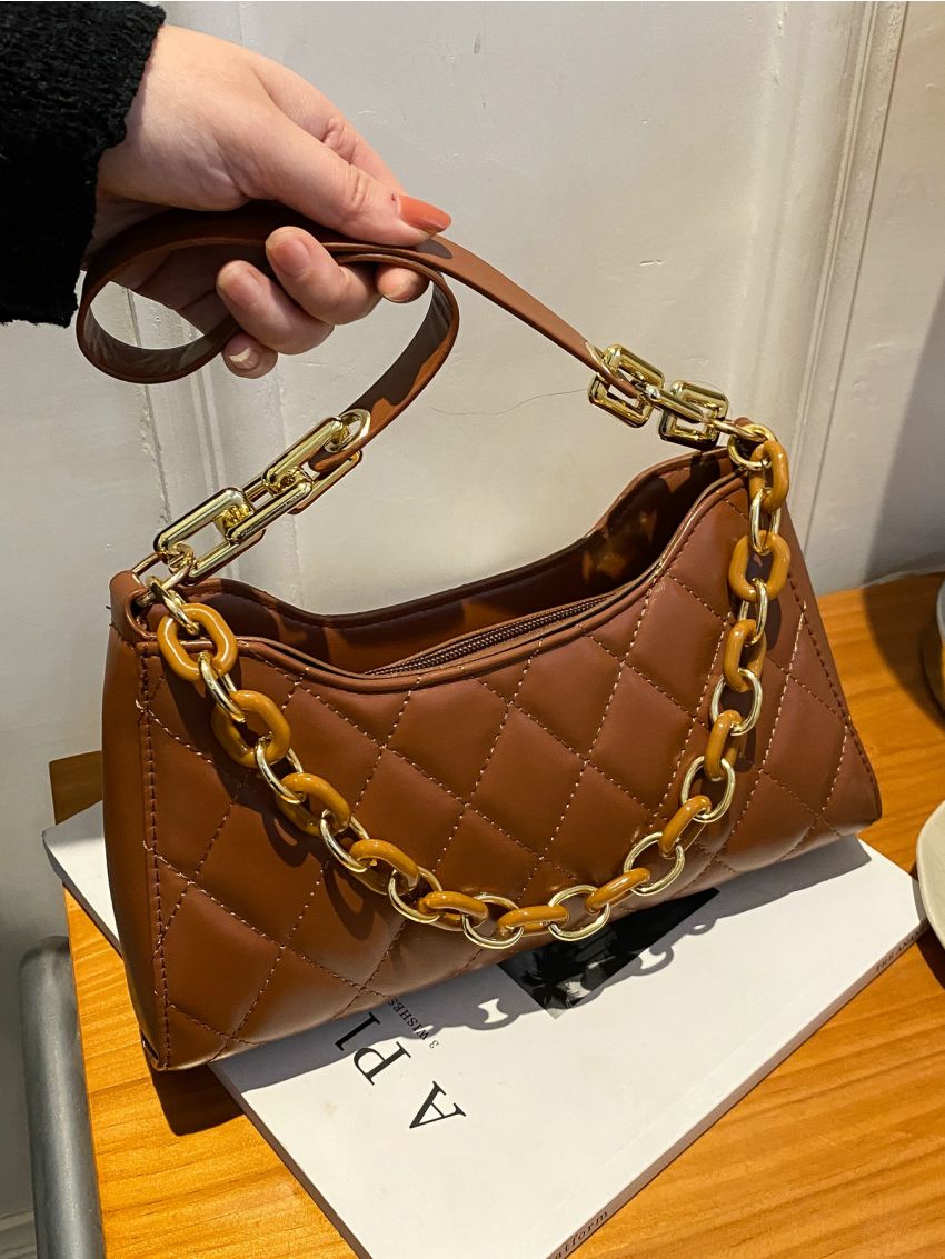 Quilted Chain Decor Square Bag