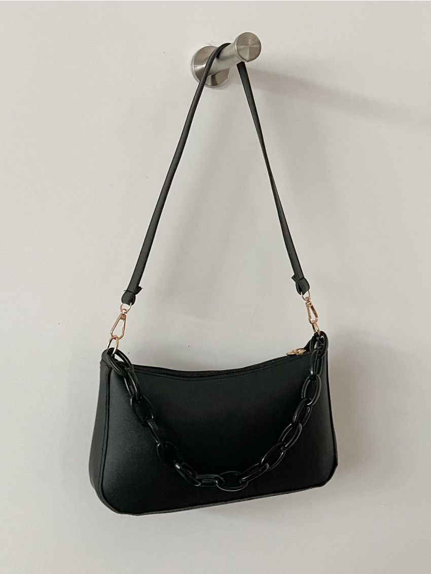 Minimalist Chain Decor Baguette Bag