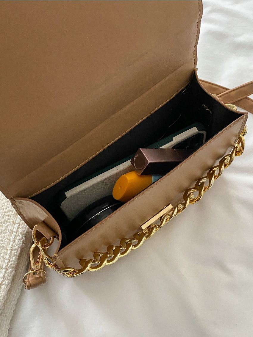 Quilted Flap Chain Square Bag