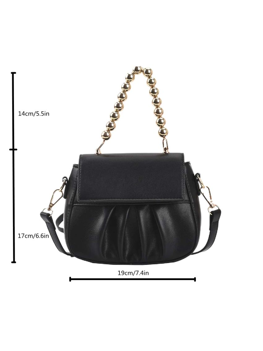 Mini Beaded Decor Ruched Detail Saddle Bag