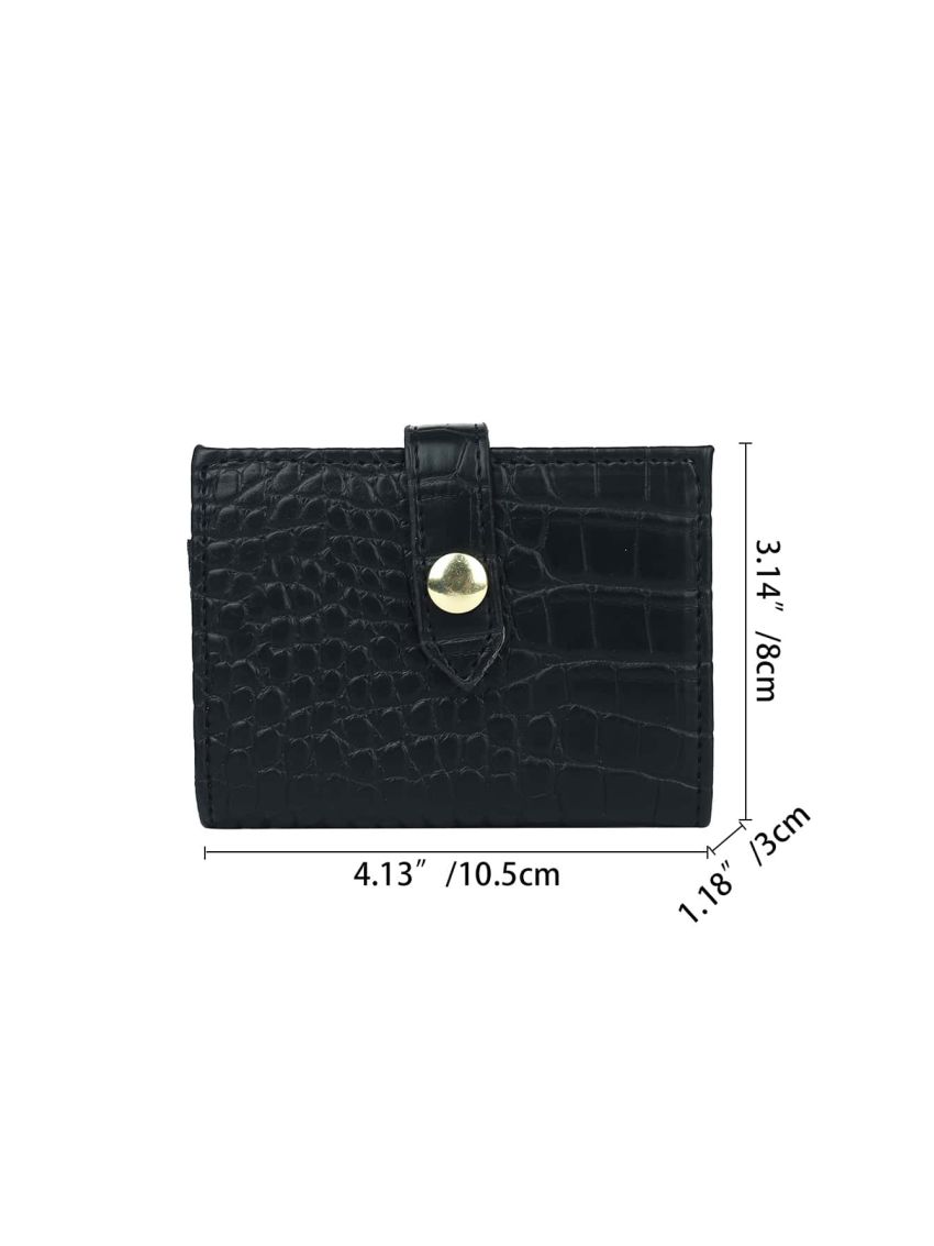 Crocodile Embossed Snap Button Card Holder