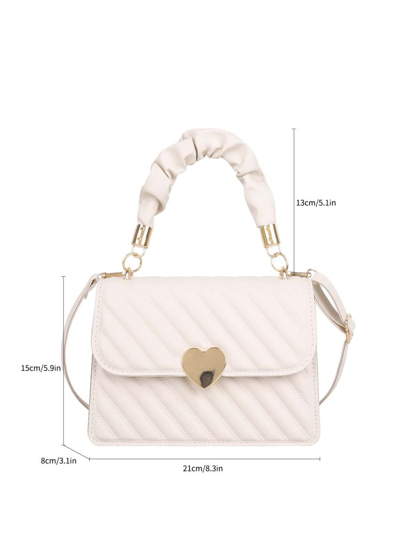 Heart Decor Quilted Flap Square Bag