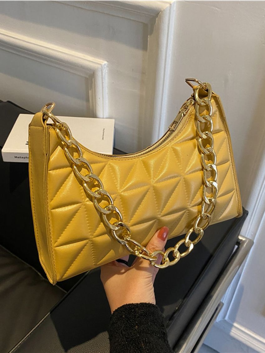 Quilted Chain Baguette Bag