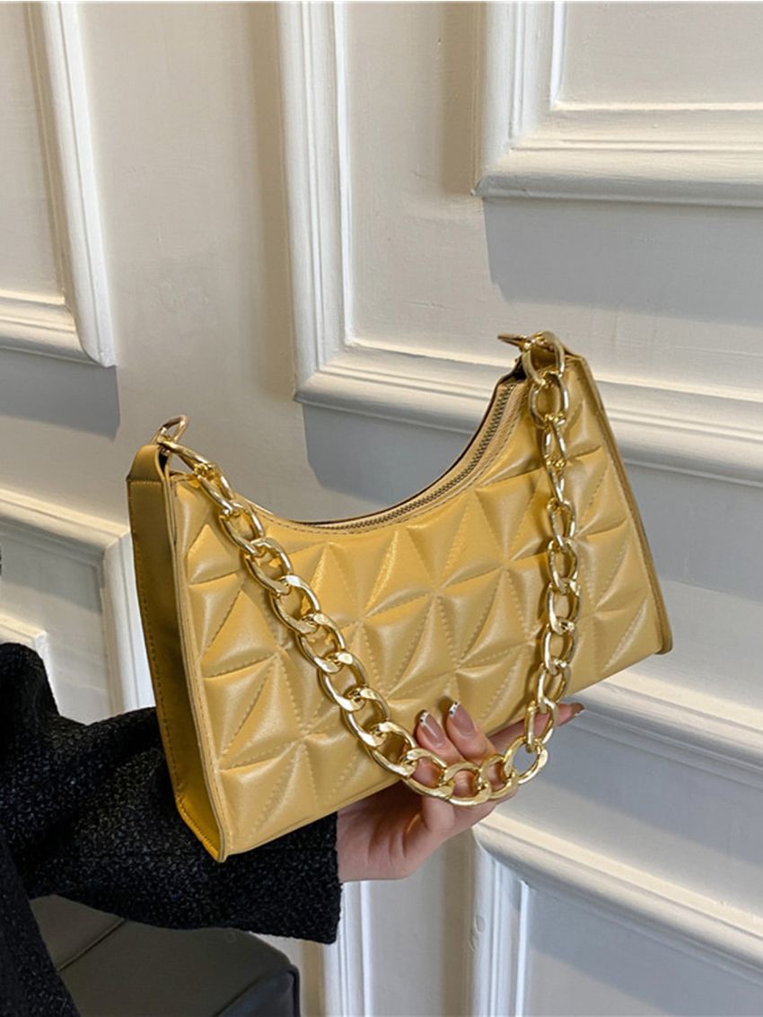 Quilted Chain Baguette Bag