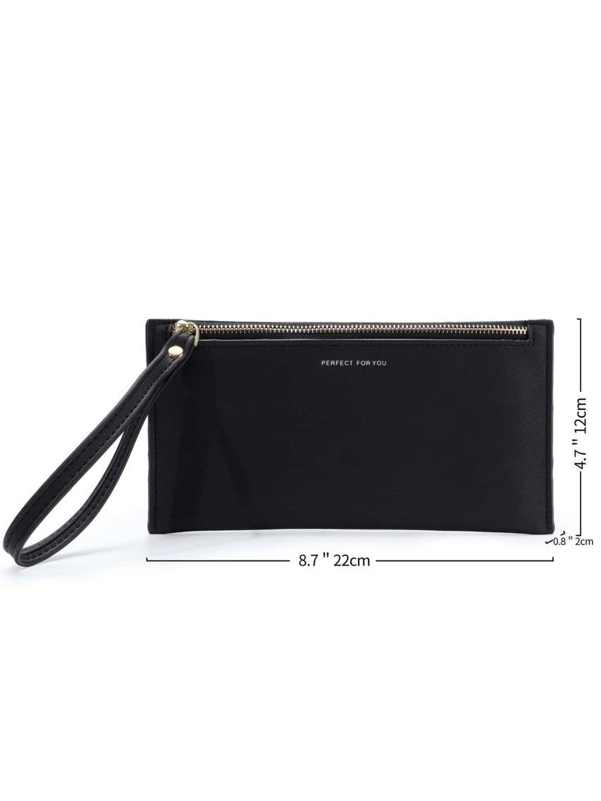 Slogan Graphic Zipper Long Wallet