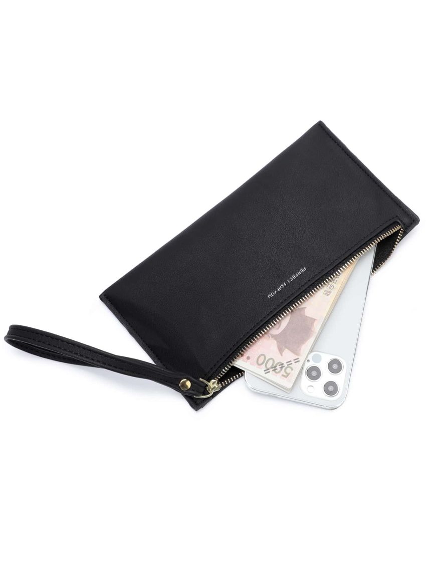 Slogan Graphic Zipper Long Wallet