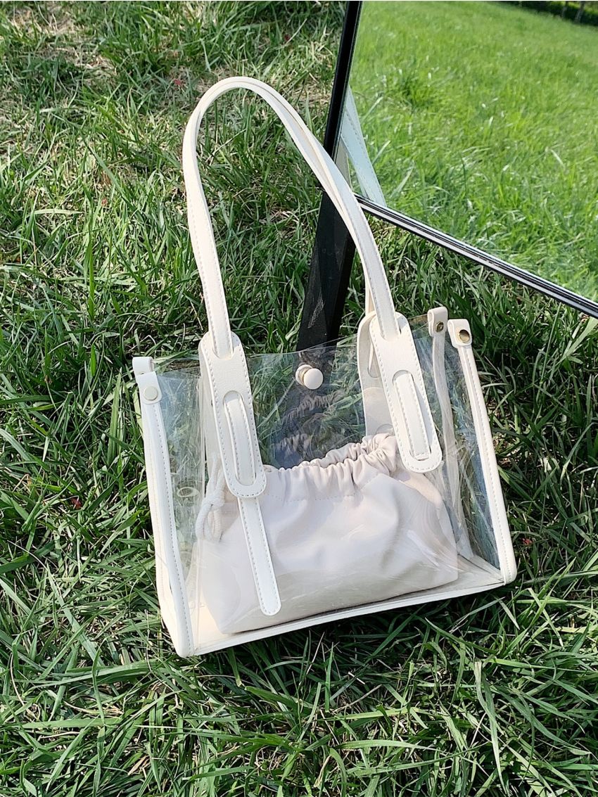 Clear Tote Bag With Drawstring Inner Pouch