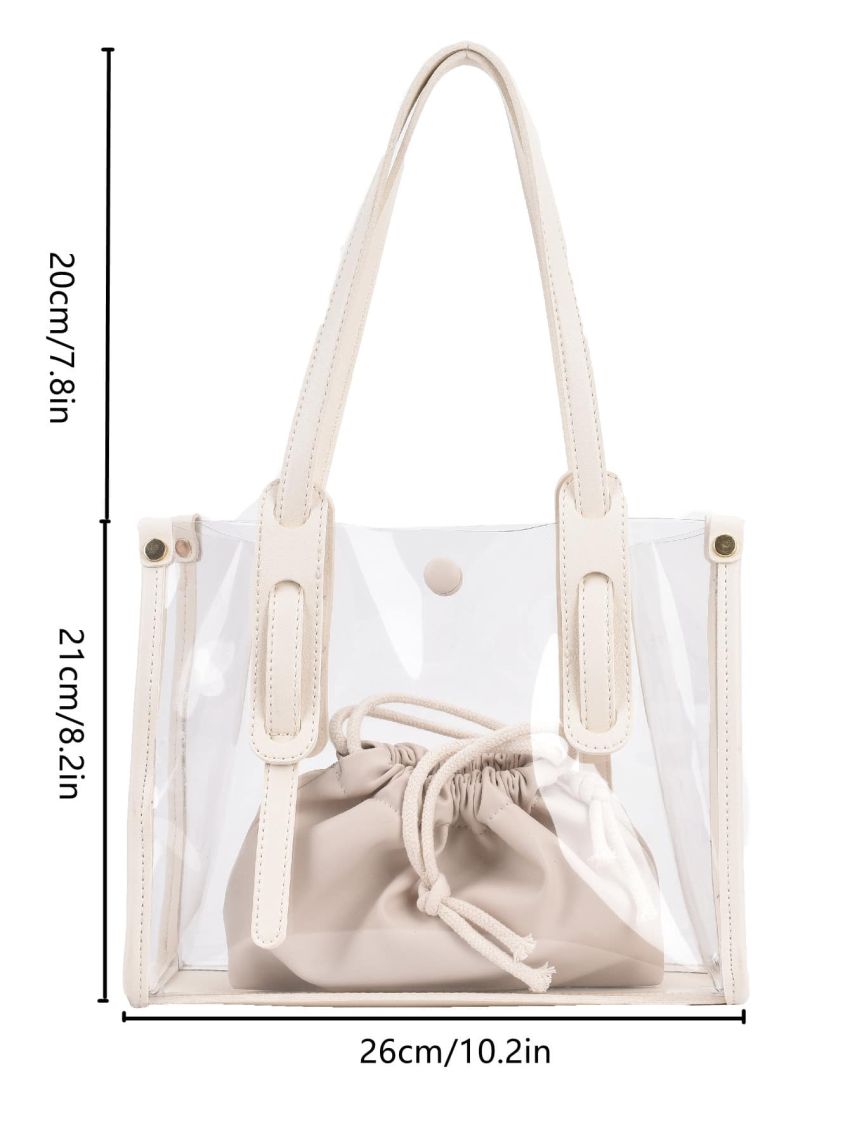 Clear Tote Bag With Drawstring Inner Pouch