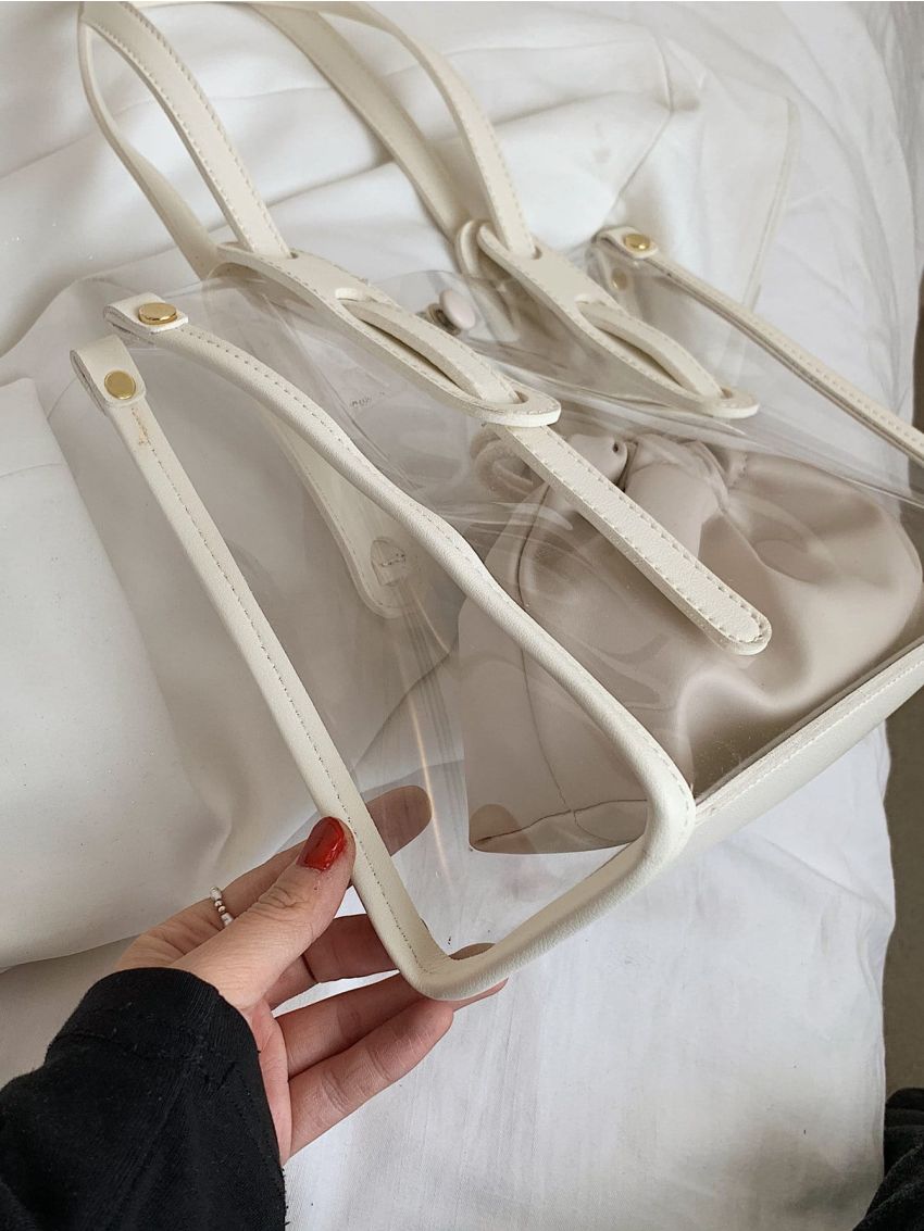 Clear Tote Bag With Drawstring Inner Pouch