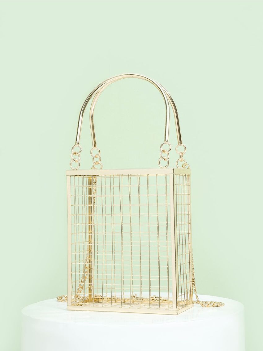 Metal Hollow Out Chain Bucket Bag