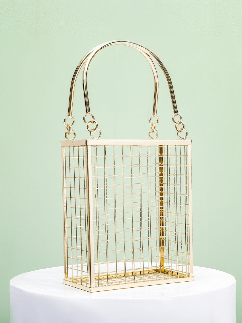 Metal Hollow Out Chain Bucket Bag