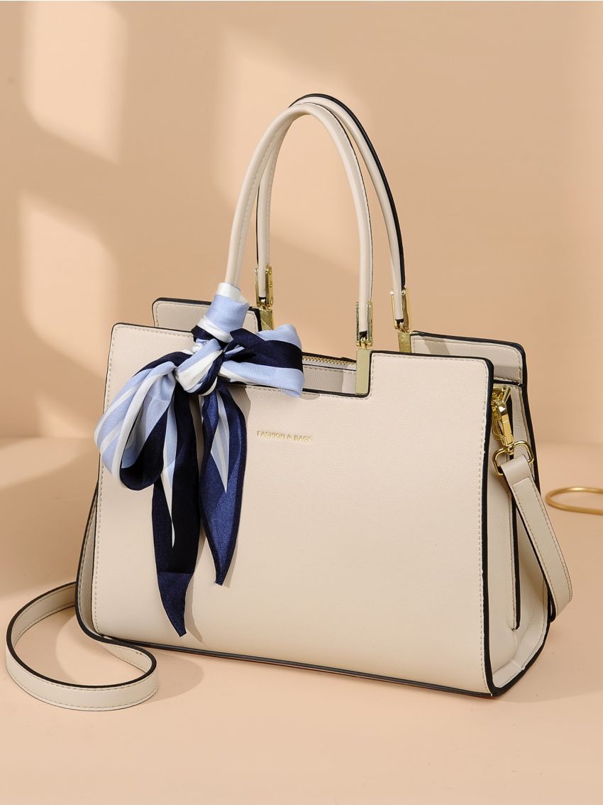 Twilly Scarf Decor Top Handle Tote Bag