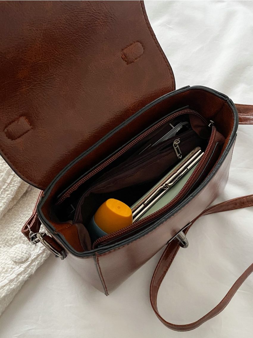 Mini Metal Lock Flap Square Bag