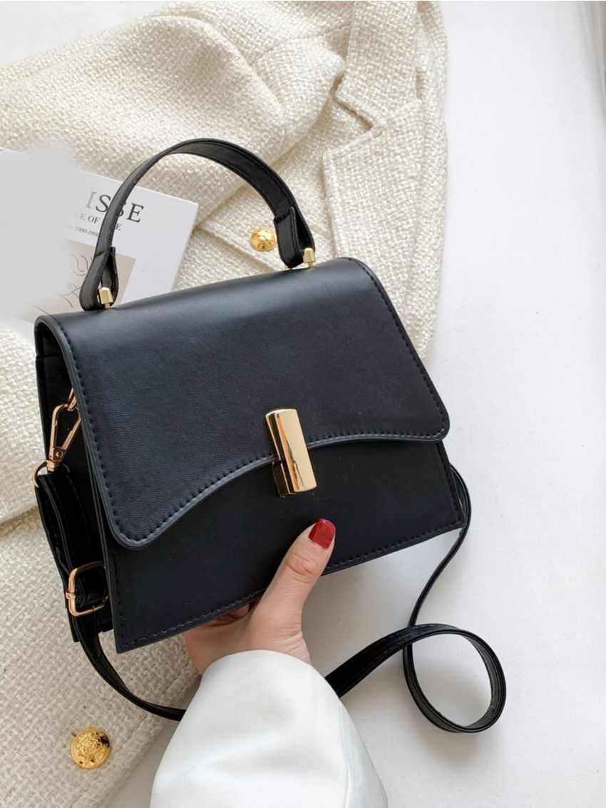 Metal Detail Flap Square Bag