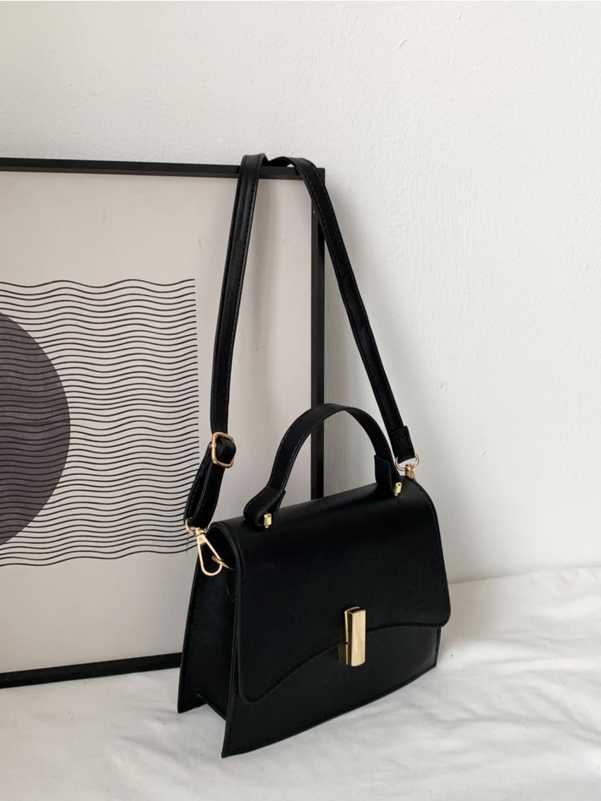 Metal Detail Flap Square Bag