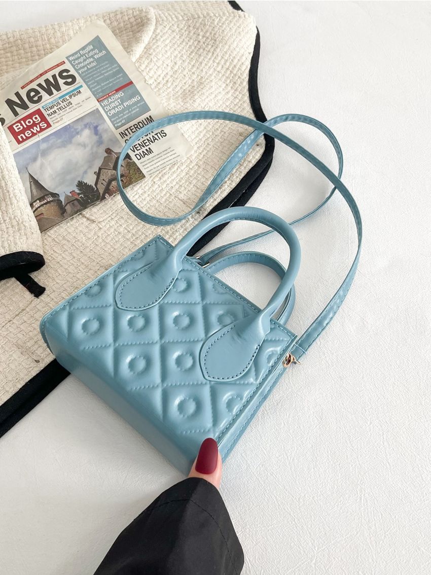 Quilted Double Handle Square Bag