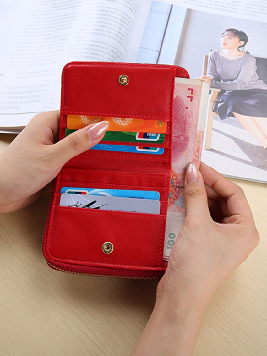 Plaid Zipper Around Small Purse