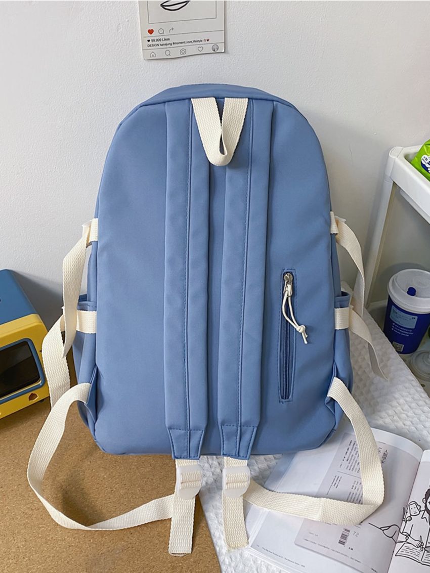 Cartoon Decor Letter Patch Backpack With Doll