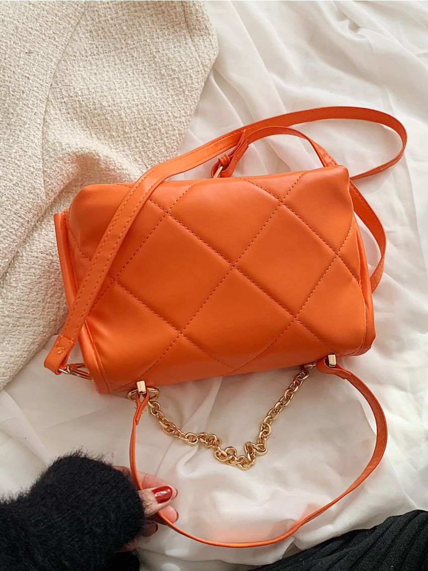 Chain Decor Quilted Pattern Square Bag