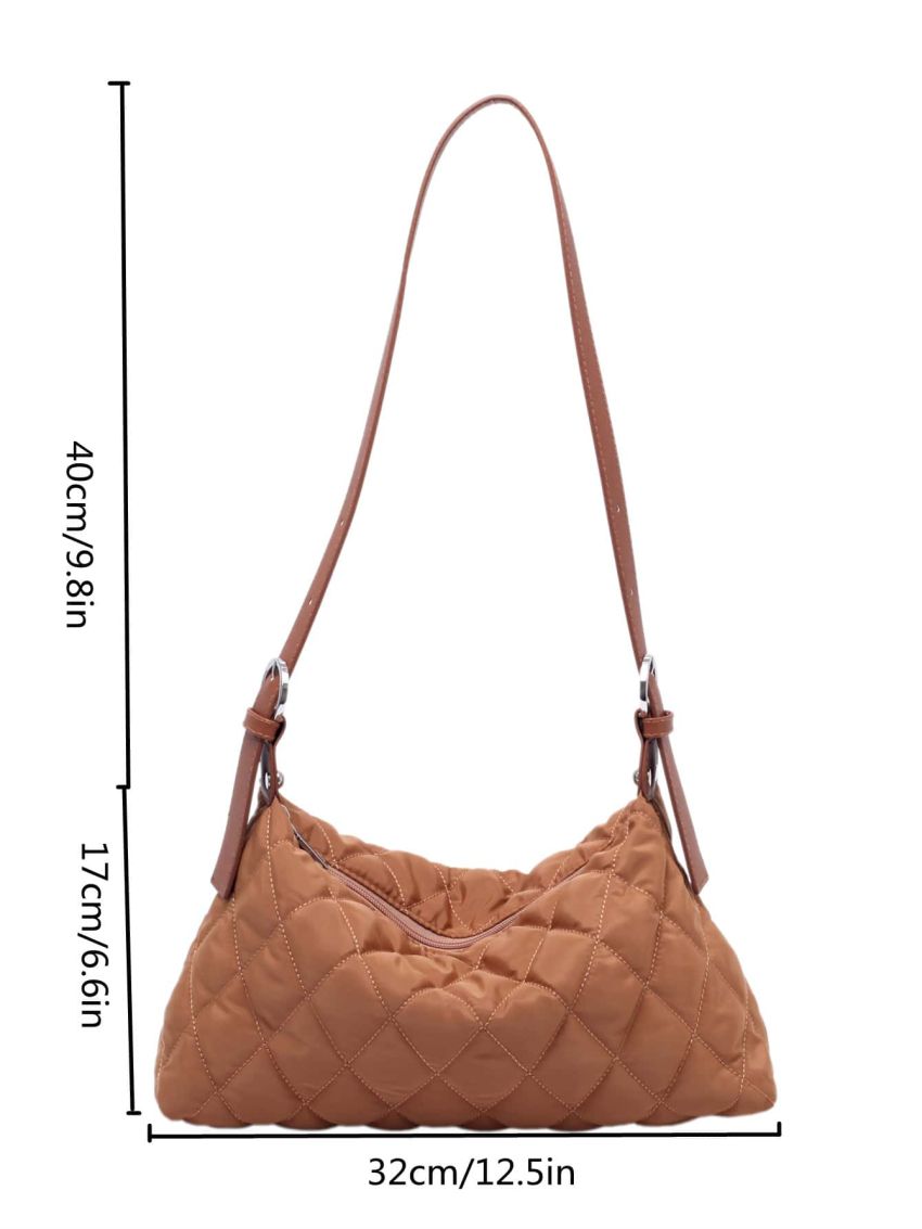 Quilted Zipper Baguette Bag