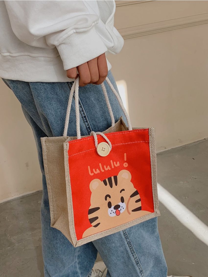 Cartoon Tiger Graphic Square Bag