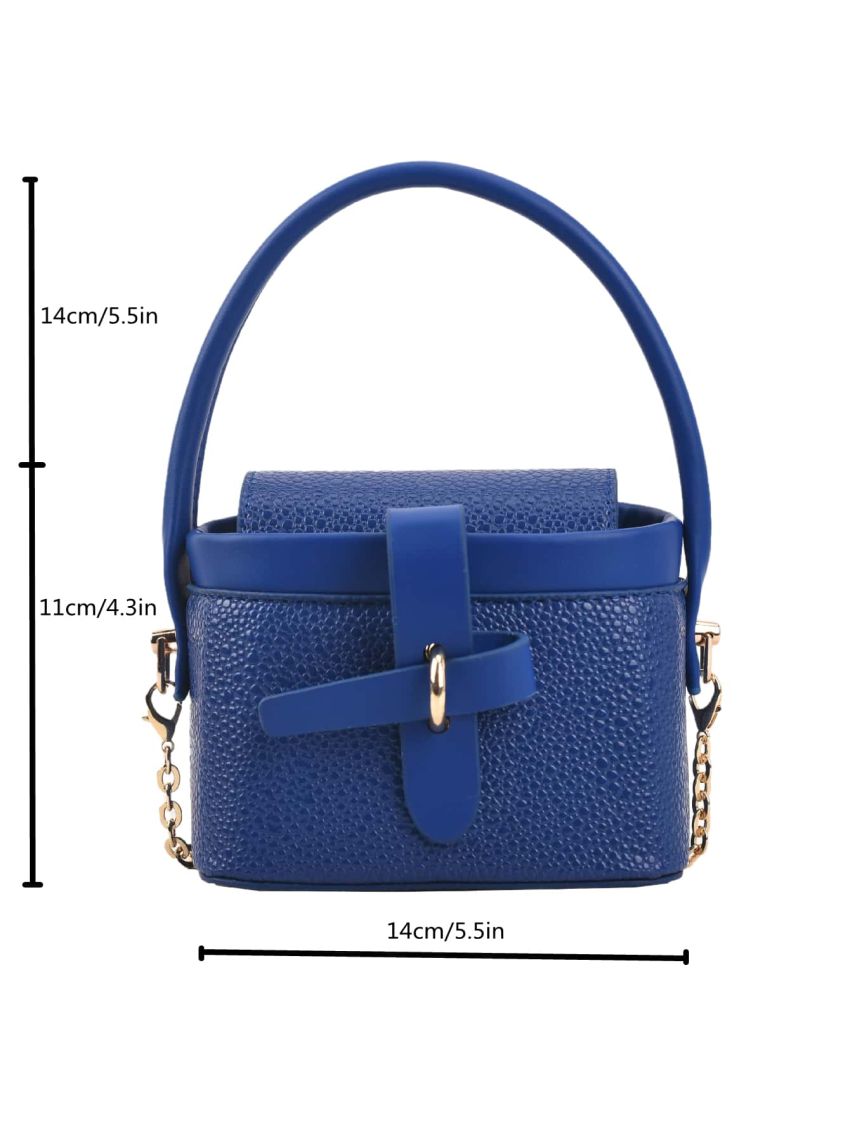 Mini Litchi Embossed Flap Bucket Bag