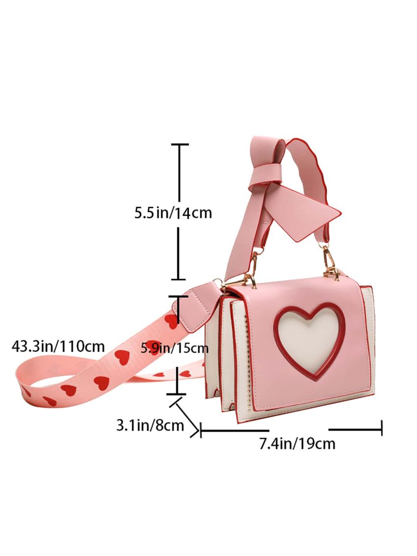Mini Heart Decor Flap Square Bag