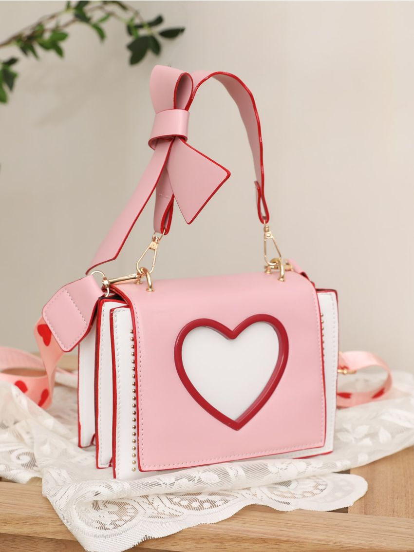 Mini Heart Decor Flap Square Bag