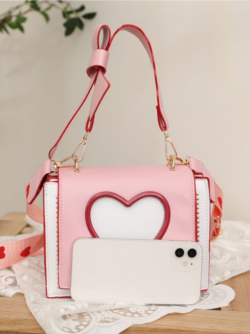 Mini Heart Decor Flap Square Bag