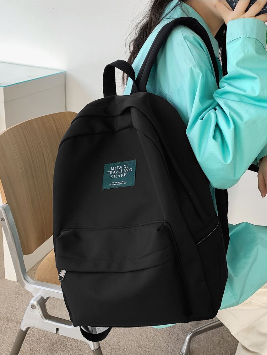 Letter Patch Pocket Front Backpack