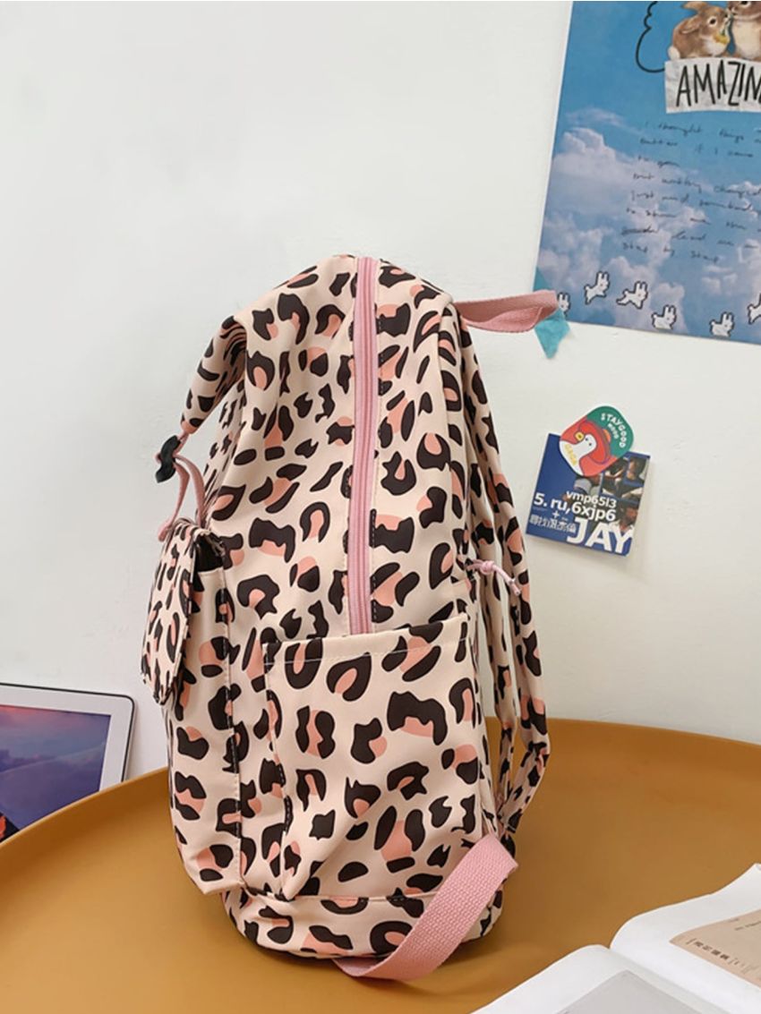 Allover Leopard Large Capacity Backpack