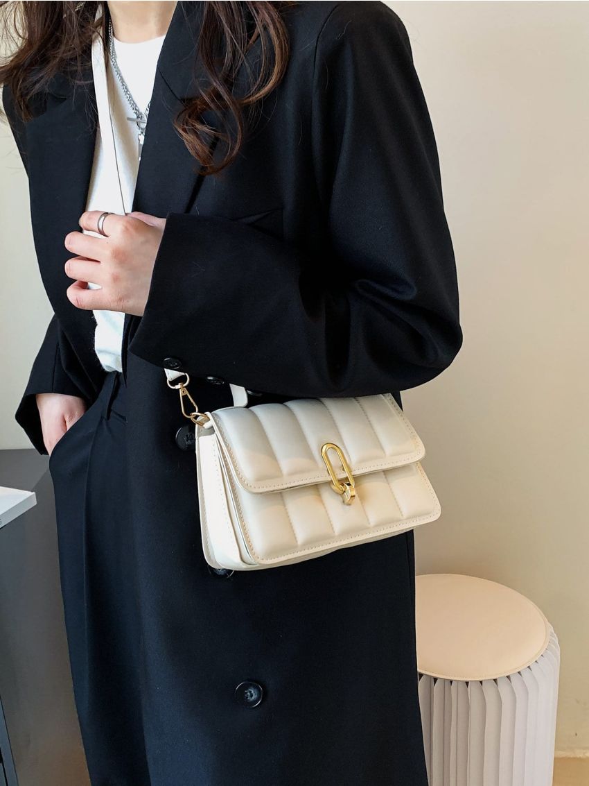 Stitch Detail Flap Square Bag