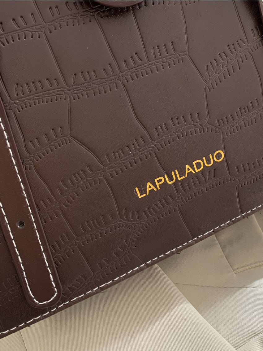 Button Decor Crocodile Embossed Square Bag