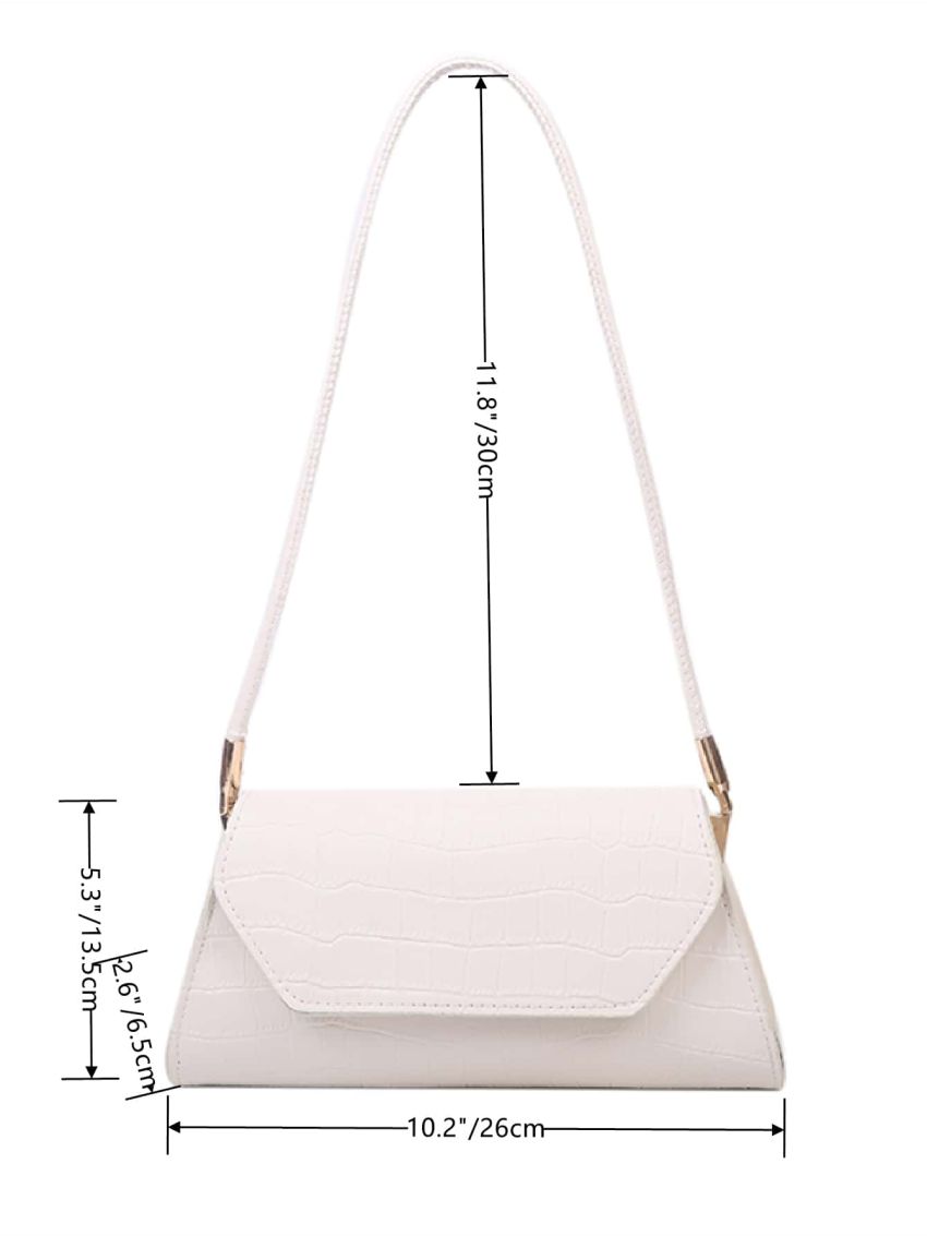 Crocodile Embossed Flap Baguette Bag