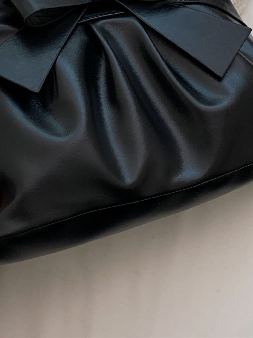 Minimalist Bow Decor Ruched Square Bag
