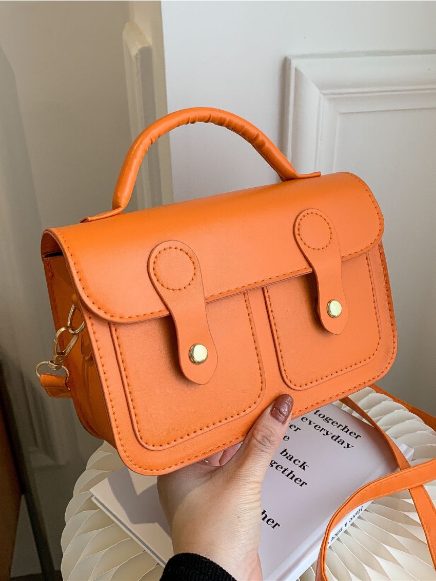 Minimalist Snap Button Flap Square Bag