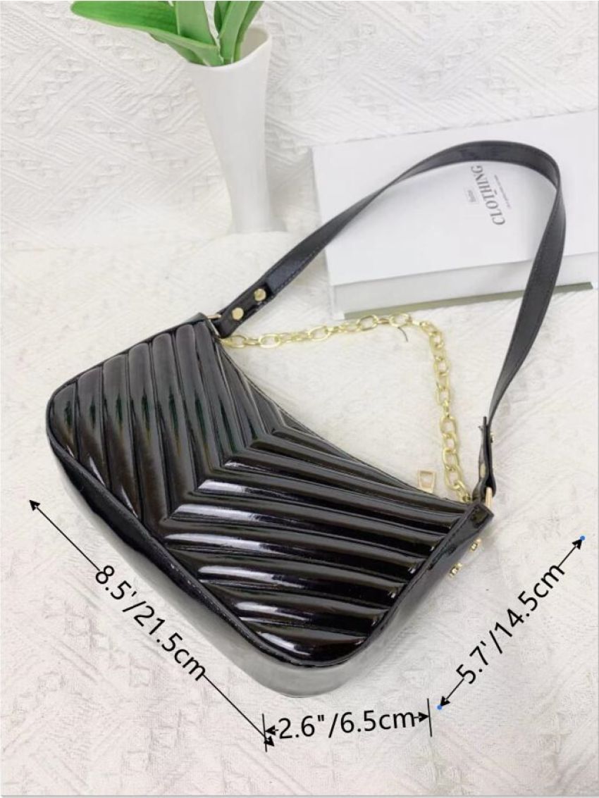 Minimalist Chevron Chain Square Bag