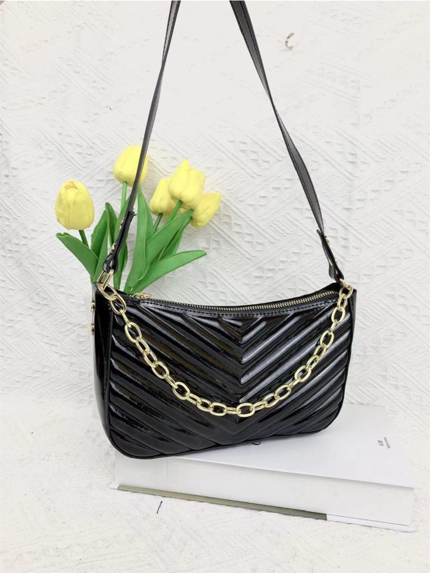 Minimalist Chevron Chain Square Bag