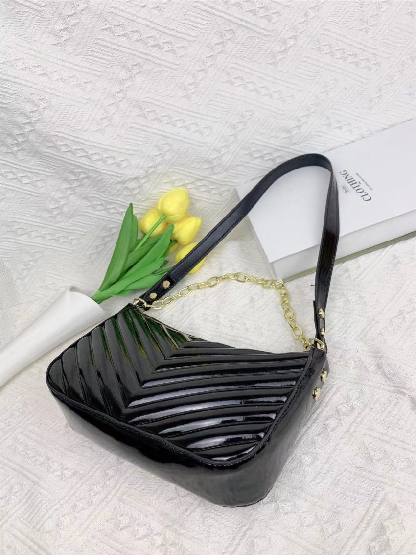Minimalist Chevron Chain Square Bag