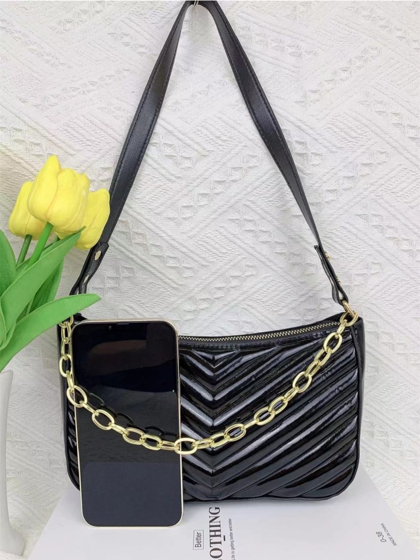 Minimalist Chevron Chain Square Bag
