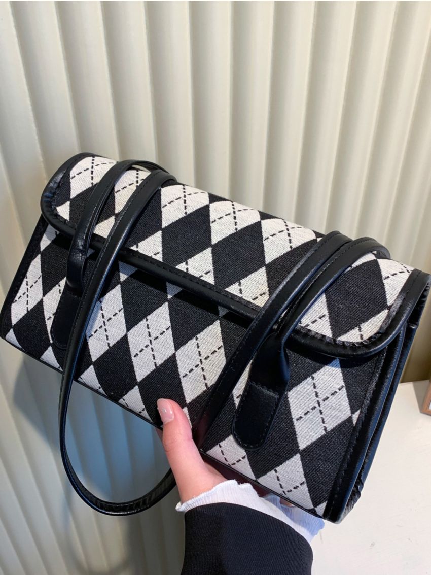 Geometric Graphic Flap Square Bag
