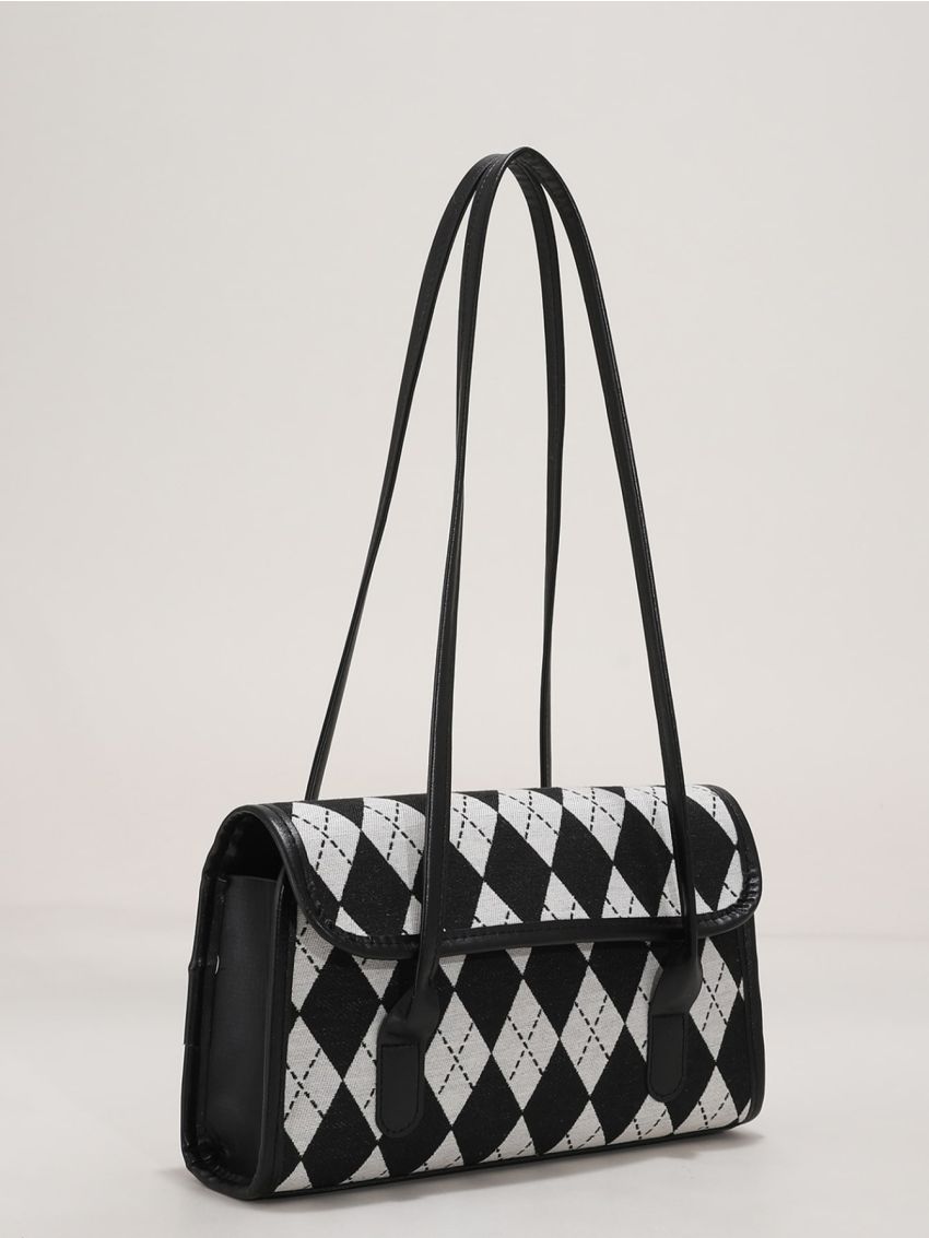 Geometric Graphic Flap Square Bag