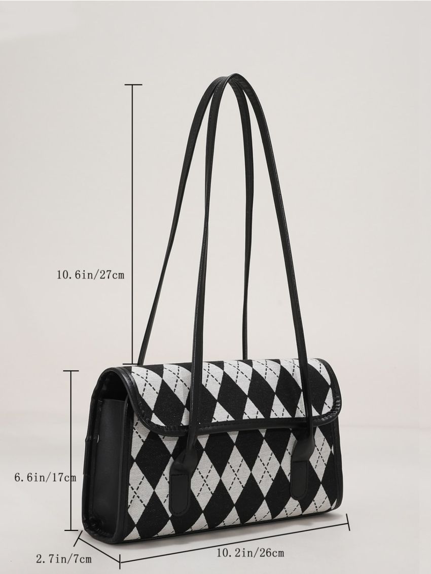 Geometric Graphic Flap Square Bag